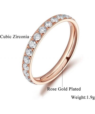 Stainless Steel Cubic Zirconia Band Rings for Women Girls 9 PInk $8.63 Rings