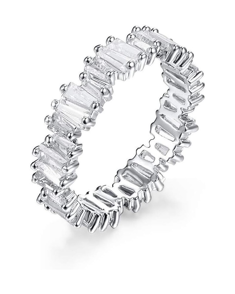 Fashion AAA Cubic Zirconia Baguette Ring,shinning,Eternity Ring Band for Women Trapezoidal Baguette white $9.84 Rings