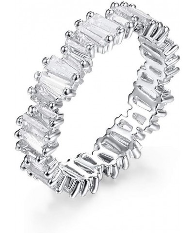 Fashion AAA Cubic Zirconia Baguette Ring,shinning,Eternity Ring Band for Women Trapezoidal Baguette white $9.84 Rings