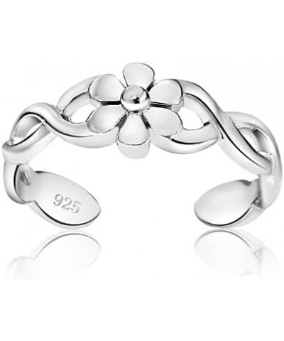 925 Sterling Silver Braided Daisy Flower Open Toe Ring for Women Teen Girls Men Silver $10.00 Body Jewelry