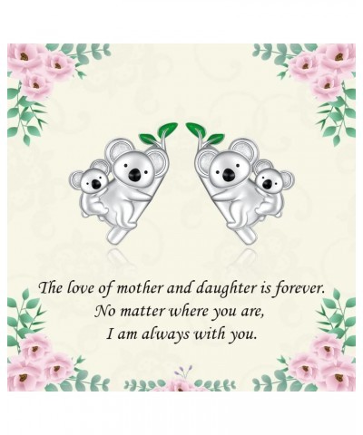 Sterling Silver Sloth Elephant Koala Earrings for Women - Mother and Daughter Cute Animal Stud Earrings Mother's Day Birthday...