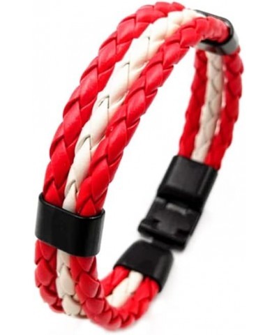 National Flag Bracelet Braided Leather Cuff Men Women Soccer Fan Wristband Canada $7.50 Bracelets