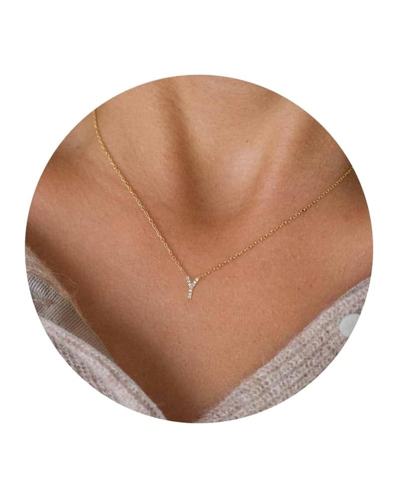 Initial Necklaces for Women,Dainty Gold Letter Necklace 14K Gold Plated Initial Necklace Cute CZ Personlized Name Pendant Nec...