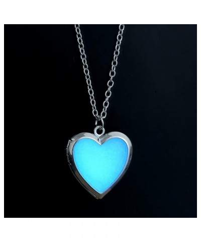 Glow in The Dark Necklace for Women Photo Locket Vintage Fluorescence Heart Necklace Pendant Jewelry Floating Charm Gifts Pur...