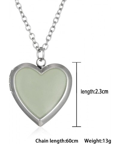 Glow in The Dark Necklace for Women Photo Locket Vintage Fluorescence Heart Necklace Pendant Jewelry Floating Charm Gifts Pur...