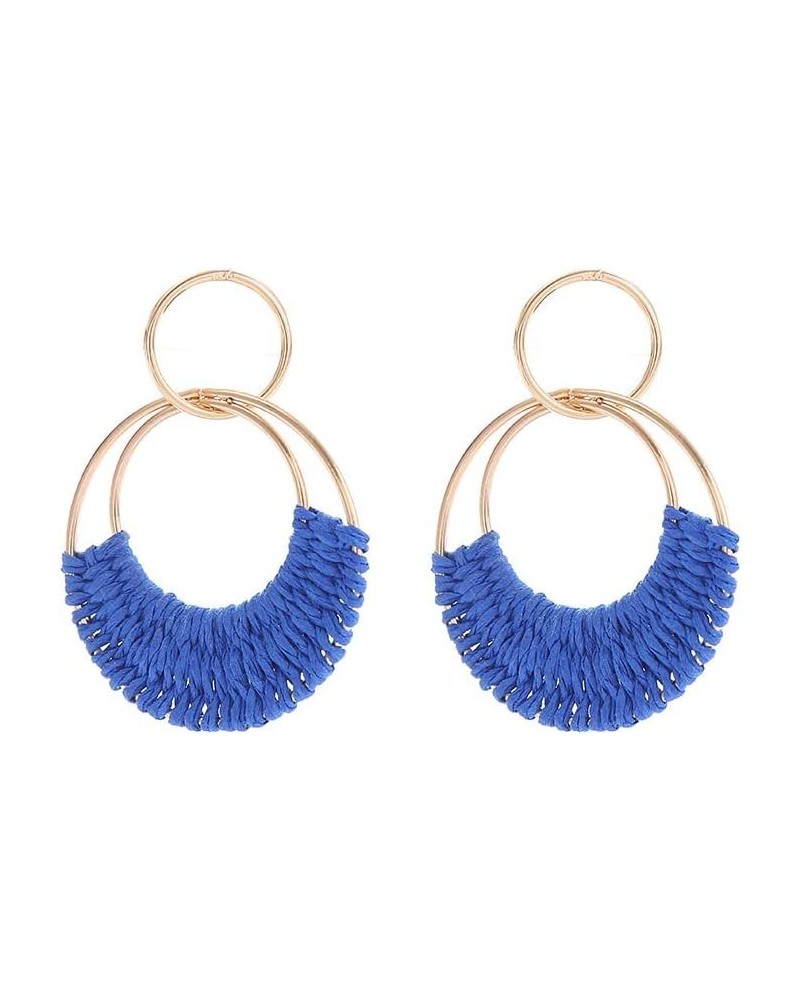 Handmade Raffia Hoop Earrings For Women Boho Summer Beach Earrings Lightweight Straw Wicker Rattan Dangle Earrings Statement ...