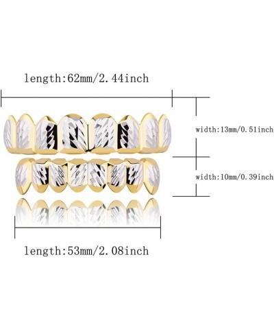 18K Gold Plated Gold Finish 8 Top Teeth 8 Bottom Tooth Hip Hop Mouth Grills for Men and Women Gold & Silver $7.19 Body Jewelry