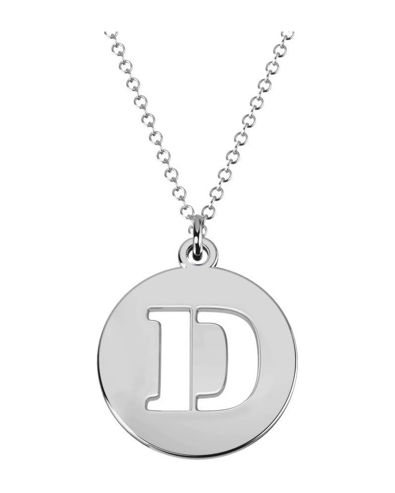 10K White Gold Intial Disc Cutout Pendant by JEWLR 18.0 Inches D $91.35 Necklaces