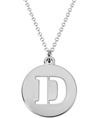 10K White Gold Intial Disc Cutout Pendant by JEWLR 18.0 Inches D $91.35 Necklaces