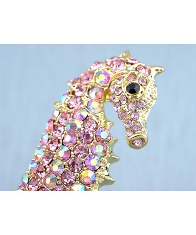 Aurora Borealis Crystal Rhinestone Seahorse Fish Convertible to Pendant Animal Brooch Pin Pink $10.70 Brooches & Pins