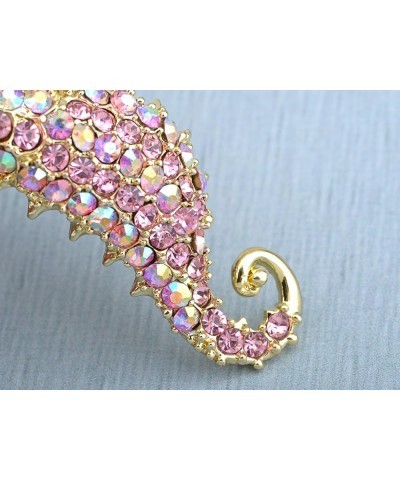 Aurora Borealis Crystal Rhinestone Seahorse Fish Convertible to Pendant Animal Brooch Pin Pink $10.70 Brooches & Pins