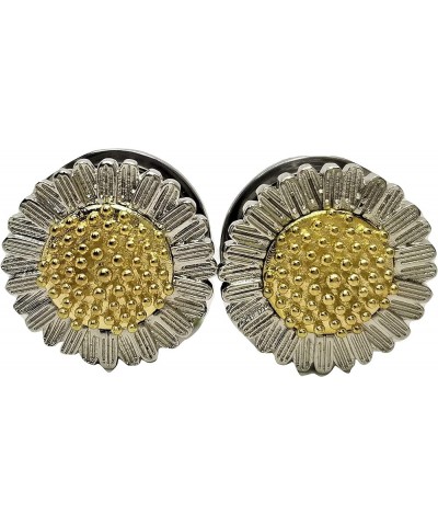 Stainless Steel Sunflower Ear Plugs - Quality Screw-On Gauges - 6 Sizes - Pair - New! 00 Gauge (10mm) $11.17 Body Jewelry