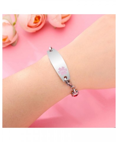 Personalized Medical Alert Bracelets for Women Girls Free Engraving Stainless Steel Customizable Medical ID Bracelets with Zi...