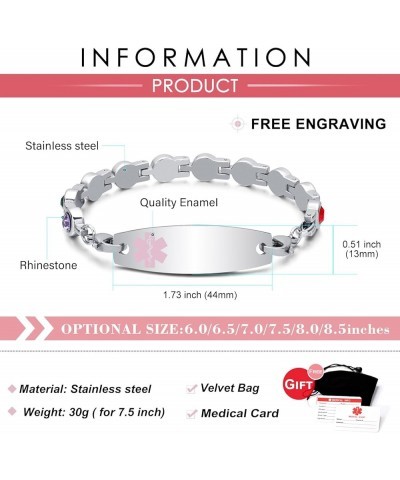 Personalized Medical Alert Bracelets for Women Girls Free Engraving Stainless Steel Customizable Medical ID Bracelets with Zi...