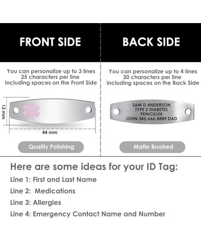 Personalized Medical Alert Bracelets for Women Girls Free Engraving Stainless Steel Customizable Medical ID Bracelets with Zi...