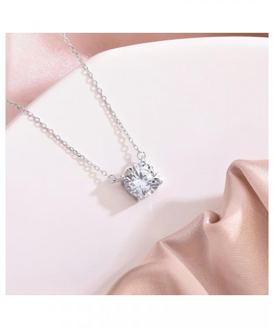 14K Gold Plated Dainty Cubic Zirconia Solitaire Diamond Pendant Necklaces for Women Adjustable Cable Chain Moissanite Necklac...