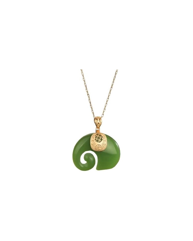 18" Jade Elephant Pendant Necklace Charm 18K Gold Plated Chain Retro Dainty Gemstone Gift For Women, Family, Anniversary, Her...