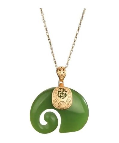 18" Jade Elephant Pendant Necklace Charm 18K Gold Plated Chain Retro Dainty Gemstone Gift For Women, Family, Anniversary, Her...