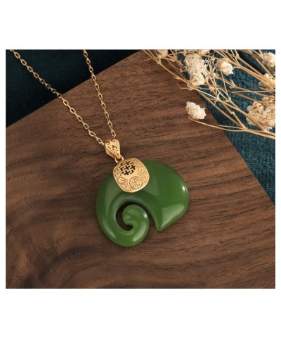 18" Jade Elephant Pendant Necklace Charm 18K Gold Plated Chain Retro Dainty Gemstone Gift For Women, Family, Anniversary, Her...