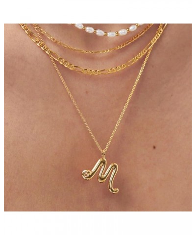 Personalized Bubble Initial Pendant Necklace 26 Puff Letter Jewelry, Gift for Her T $10.19 Necklaces