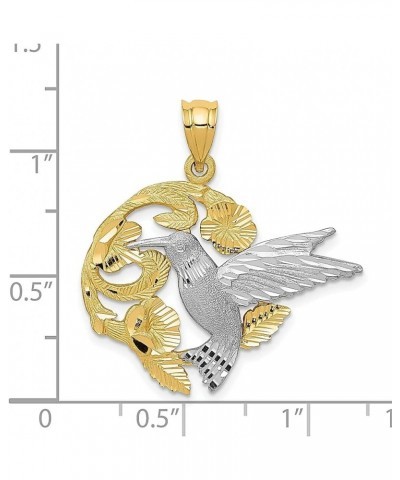 14k Two Tone Gold Hummingbird Necklace Charm Pendant Flower Gardening Bird Fine Jewelry For Women Gifts For Her $160.85 Neckl...