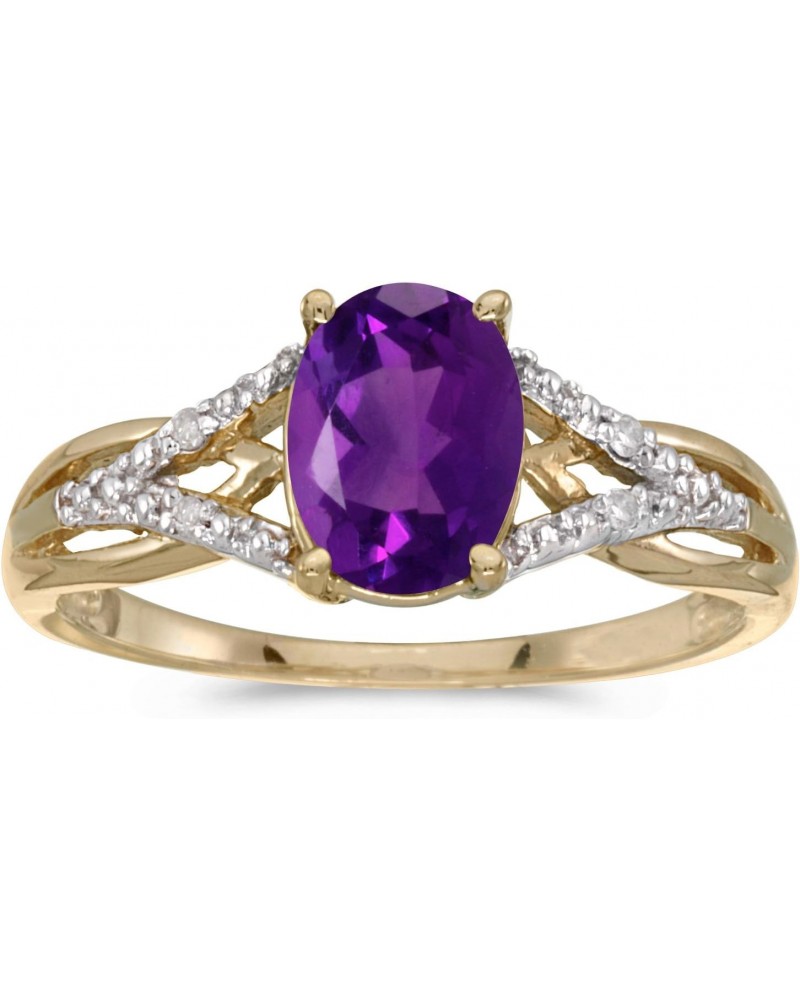 14k Yellow Gold Oval Amethyst And Diamond Ring $124.77 Rings