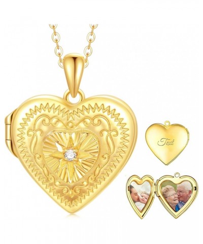 10K 14K 18K Solid Gold Personalized Sunflower/Starburst/Cross/Rose/Lotus/Butterfly/Turtle/Celtic/Bee Heart Locket Necklace Th...