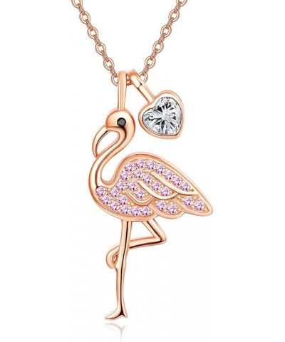 Mother's Day Flamingo Gifts for Women Sterling Silver Flamingo Pendant Necklace Birthstone Jewelry Birthday Gifts for Teens G...