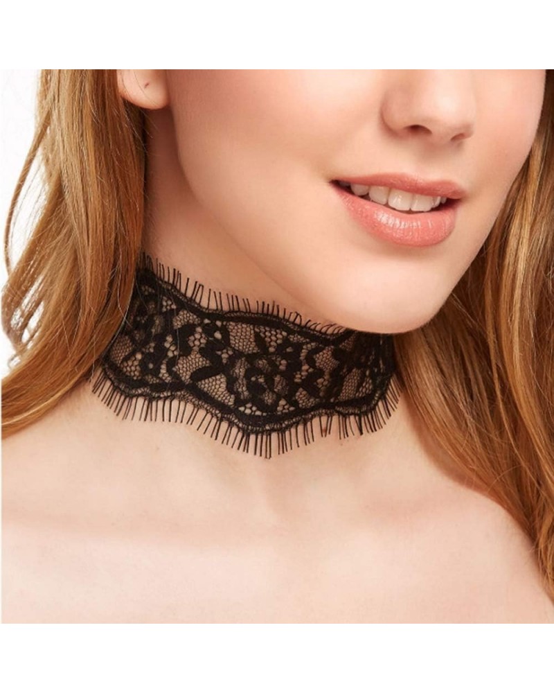 Dainty Black and White Lace Punk Boho Choker Necklaces Minimalist Necklace Chain Jewelry for Women 2 Pcs $6.80 Necklaces