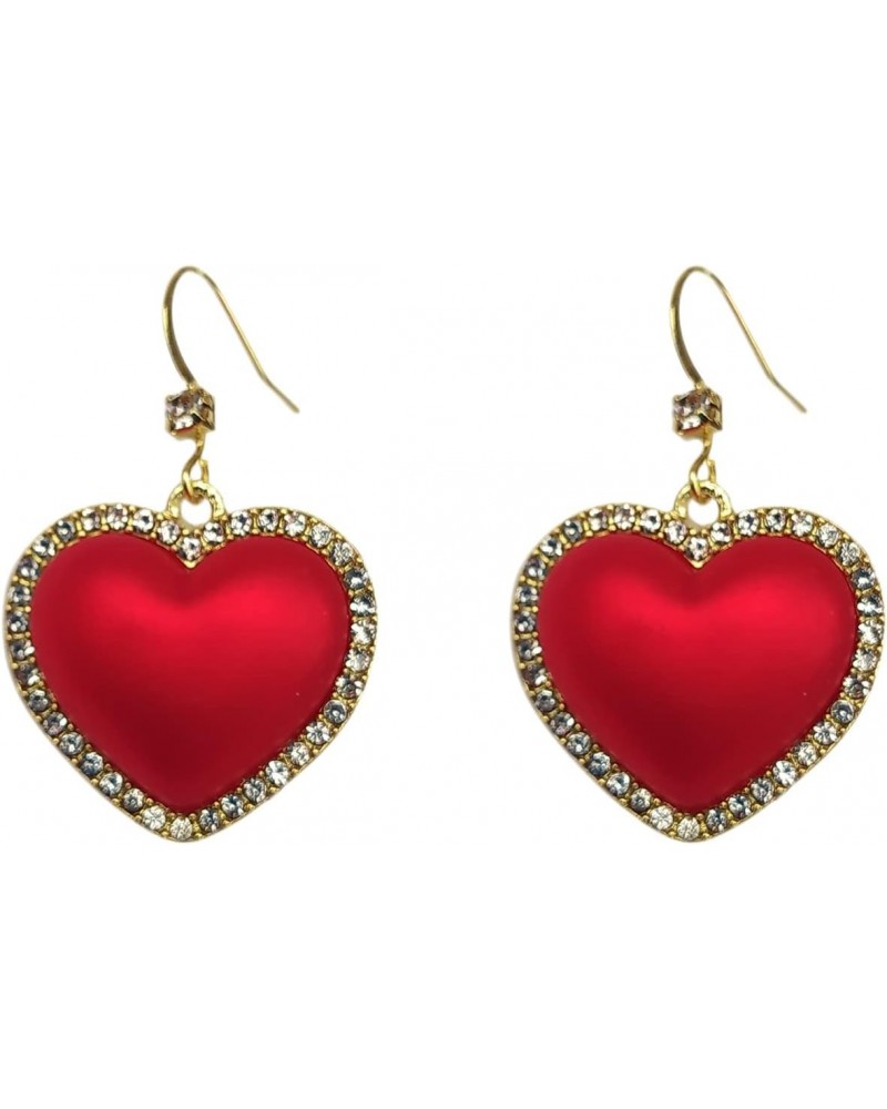 Red Heart Dangle Earrings for Women and Girls Cute Valentines Day Earrings $5.50 Earrings