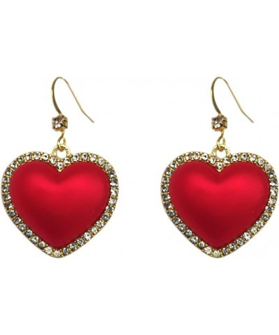 Red Heart Dangle Earrings for Women and Girls Cute Valentines Day Earrings $5.50 Earrings