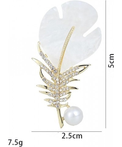 Rhinestone Feather Leaf Brooch Pin for Men Women Gold Silver Plated Elegant Delicate Leaves Hat Bag Suit Tie Crystal Pearl La...