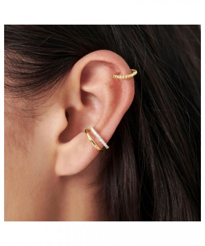 Gold Ear Cuffs for Women Non Piercing, 14K Gold Plated/925 Sterling Silver Ear Cuff Earrings for Women Trendy Thin Cubic Zirc...