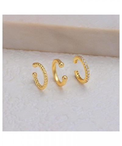 Gold Ear Cuffs for Women Non Piercing, 14K Gold Plated/925 Sterling Silver Ear Cuff Earrings for Women Trendy Thin Cubic Zirc...