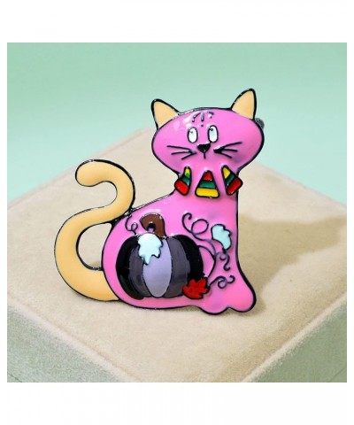 Large Rhinestone Enamel Pumpkin Brooches Unisex Halloween Brooch Pin Pink Cat $11.28 Brooches & Pins