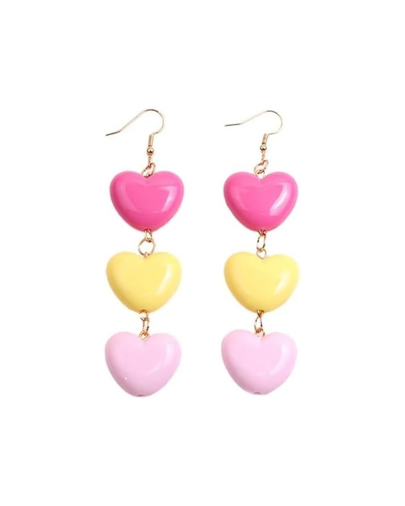 Chunky Heart Dangle Earrings Love Heart Acrylic Earrings Valentine's Day Date Party Y2K Jewelry Gifts for Her One size Hot Pi...