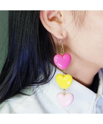 Chunky Heart Dangle Earrings Love Heart Acrylic Earrings Valentine's Day Date Party Y2K Jewelry Gifts for Her One size Hot Pi...