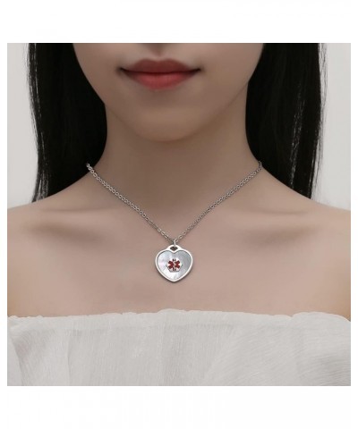 Pearl/Shell Heart Medical Alert Necklace for Women Stainless steel medical id necklace with Free Engraving-24 in chain GOLD $...