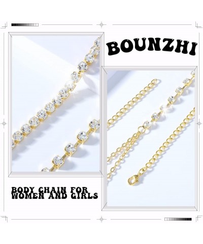 Sexy Rhinestone Body Chain Bra Crystal Waist Body Jewelry Boho Bikini Body Necklace Crossover for Women and Girls Gold $9.35 ...