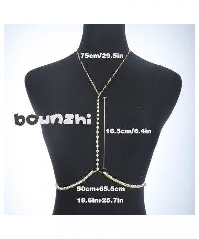 Sexy Rhinestone Body Chain Bra Crystal Waist Body Jewelry Boho Bikini Body Necklace Crossover for Women and Girls Gold $9.35 ...