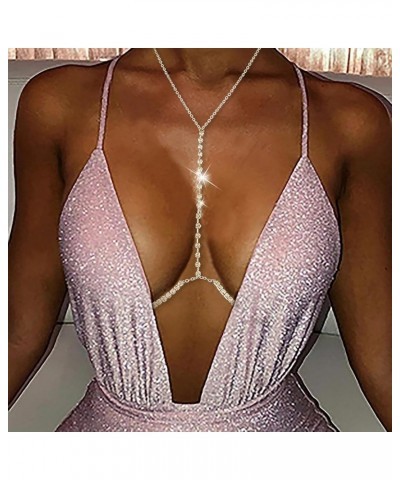 Sexy Rhinestone Body Chain Bra Crystal Waist Body Jewelry Boho Bikini Body Necklace Crossover for Women and Girls Gold $9.35 ...