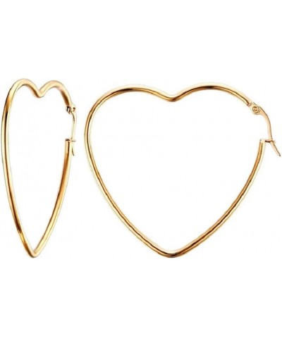 Stainless Steel Heart Hoop Earrings with 14k Gold Plated for Women Great for Shopping, Holiday,Wedding Dating and Daily Wear ...