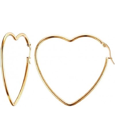 Stainless Steel Heart Hoop Earrings with 14k Gold Plated for Women Great for Shopping, Holiday,Wedding Dating and Daily Wear ...