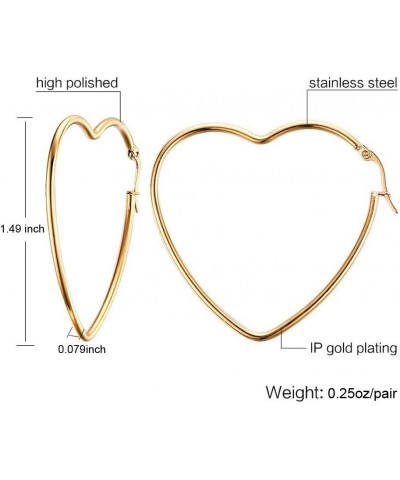 Stainless Steel Heart Hoop Earrings with 14k Gold Plated for Women Great for Shopping, Holiday,Wedding Dating and Daily Wear ...