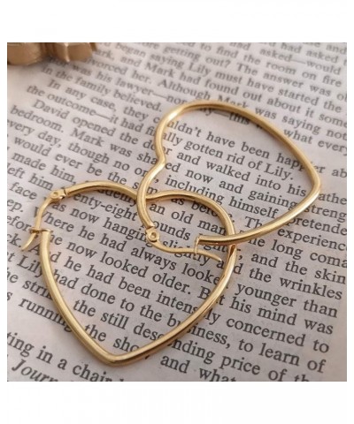 Stainless Steel Heart Hoop Earrings with 14k Gold Plated for Women Great for Shopping, Holiday,Wedding Dating and Daily Wear ...