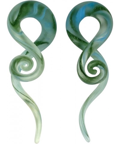 Pair of Green Glass Curled Wave Hanger Plugs (PG-591) (0g (8mm)) 5/8" (16mm) $9.43 Body Jewelry