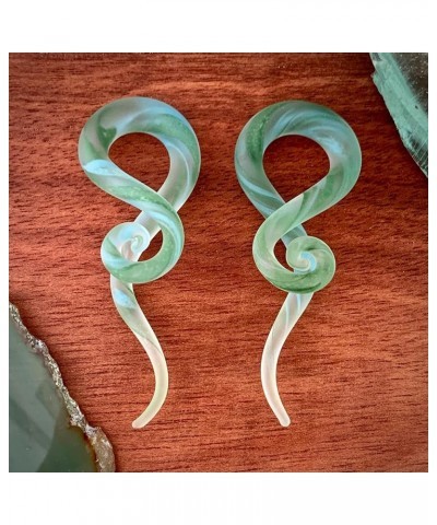 Pair of Green Glass Curled Wave Hanger Plugs (PG-591) (0g (8mm)) 5/8" (16mm) $9.43 Body Jewelry