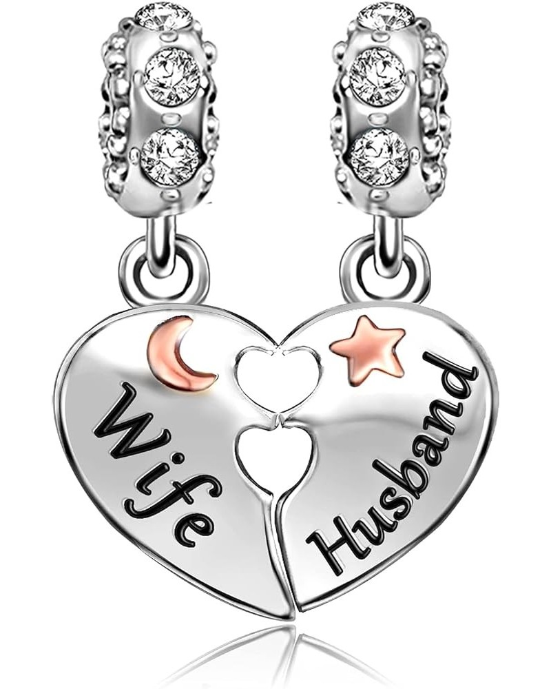 Wife Husband Love Heart Birthstone Womens Beads Charms for Bracelets Valentine Christmas Graduation Jewelry wife white moon $...