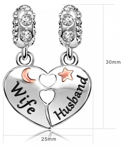 Wife Husband Love Heart Birthstone Womens Beads Charms for Bracelets Valentine Christmas Graduation Jewelry wife white moon $...