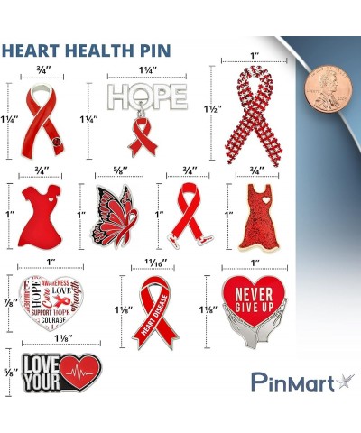 Heart Disease Awareness Enamel Lapel Pin – Nickel Plated Red Ribbon Pin – Support Heart Health – Jewelry Brooch Pin with Secu...